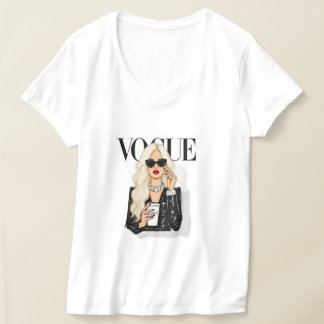Vogue ホワイト半袖Tシャツ Tシャツ