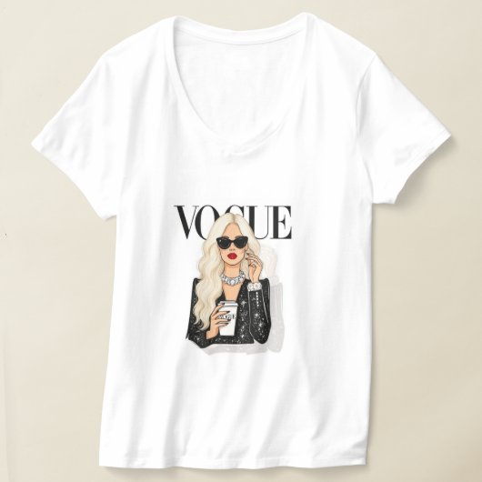 Vogue ホワイト半袖Tシャツ Tシャツ (レイダウン)