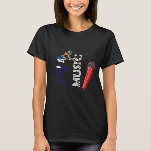 Voice of the City - 都市音楽とマイクデザイン Tシャツ (正面)