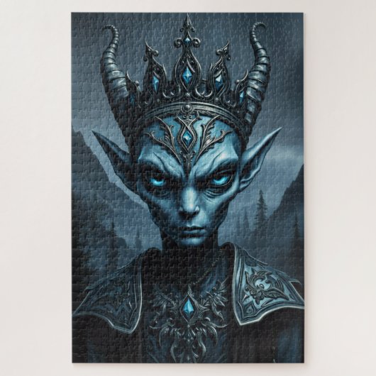 Void King Fantasy Puzzle Dark Elven Ruler Portrait ジグソーパズル (縦)