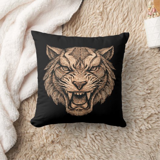 Void Tiger Abstract Power Symbol | Bold Strength クッション (ブランケット)