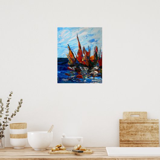 Voiliers au port a bainet 2009 ポスター (キッチン)