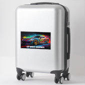 Voiture de course sur fond de graffiti pour gamer シール (スーツケース)