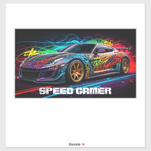 Voiture de course sur fond de graffiti pour gamer シール (シート)