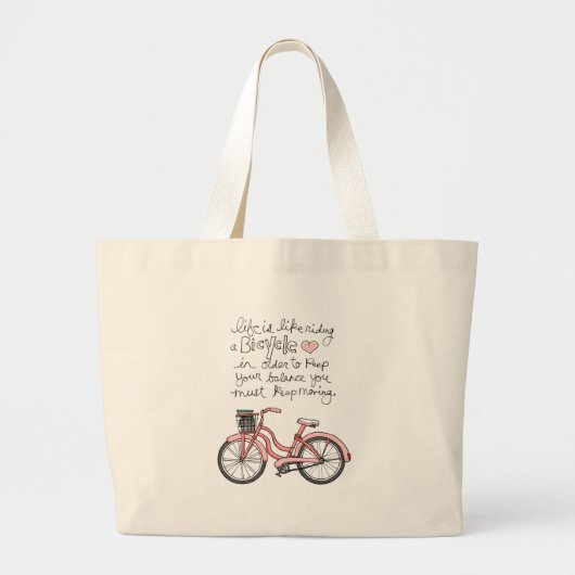 vol25生命は自転車の乗車のようです ラージトートバッグ (正面)