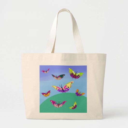 Vol de papillons multicolores ラージトートバッグ (正面)