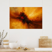 Volcanic Pulse - Red and Amber Abstract Eruption ポスター (キッチン)