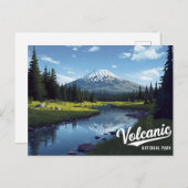 Volcanic Snow Peak River Vintage Art ポストカード (正面/裏面)