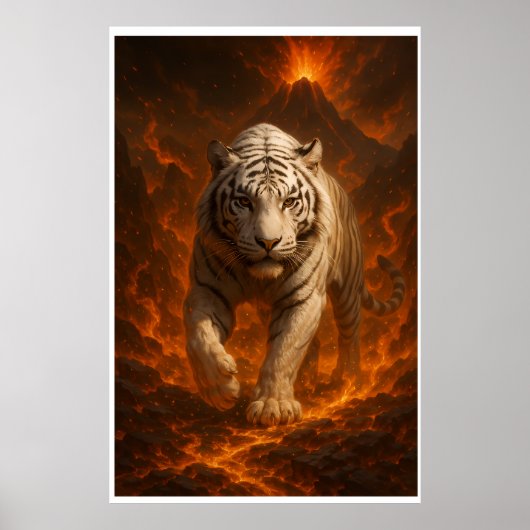  Volcanic White Tiger Premium Wall Art – Fine Art  ポスター (正面)