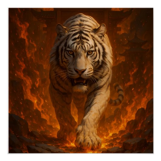 Volcanic White Tiger Premium Wall Art – Fine Art C ポスター (正面)