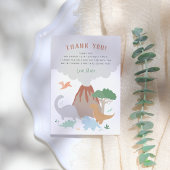 Volcano Dinosaur Boy Birthday サンキューカード