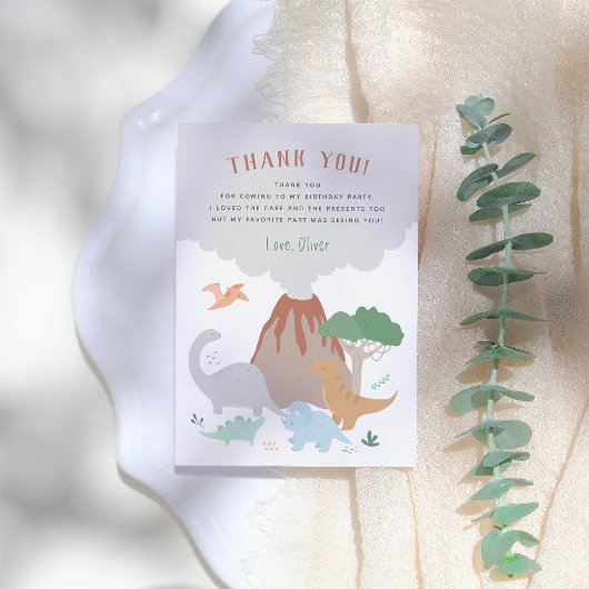 Volcano Dinosaur Boy Birthday サンキューカード