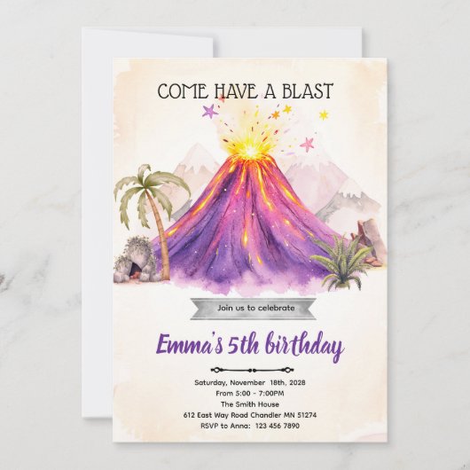 Volcano girl theme party Invitation 招待状 (正面)