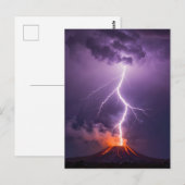 Volcano Lightning Eruption Dramatic Night ポストカード (正面/裏面)