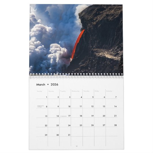 Volcano National Park Calendar カレンダー (3月 2026)