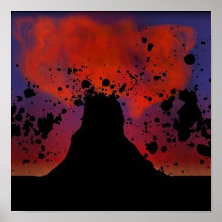Volcano Silhouette ポスター
