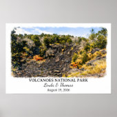 Volcanoes National Park Hawaii Poster, Watercolor, ポスター (正面)