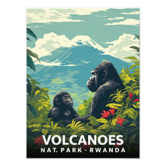 Volcanoes NP - Rwanda - Vintage Poster  フォトプリント