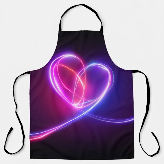 Volet pink neon light drawing. Abstract heart dood エプロン (正面)