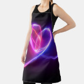 Volet pink neon light drawing. Abstract heart dood エプロン (インサイチュ)