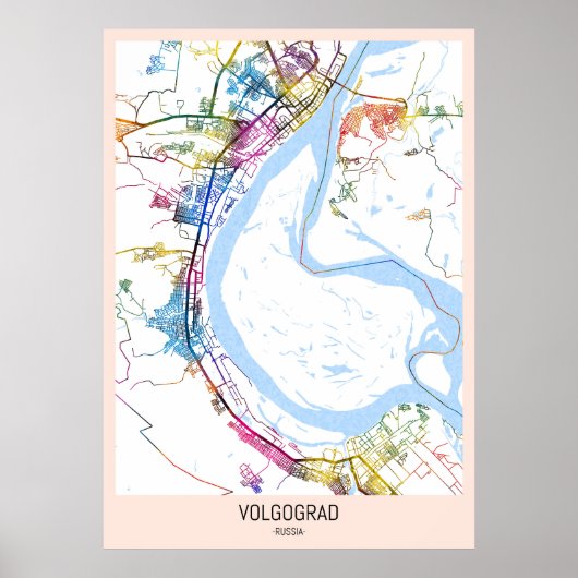 Volgograd Russia City Map ポスター (正面)
