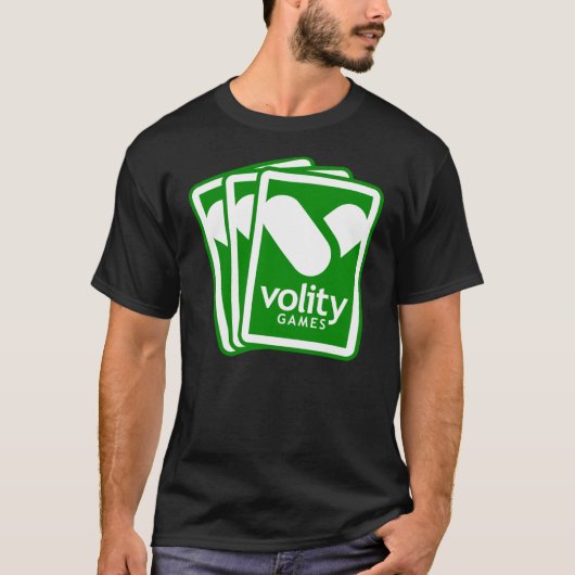 Volityのゲームファンのロゴの黒T Tシャツ (正面)