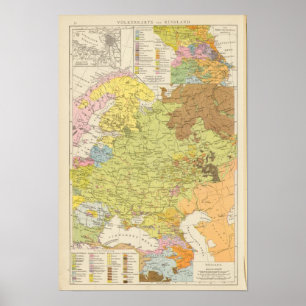 VolkerkarteフォンRussland -ロシアの地図 ポスター