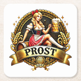 Volksfest - Prost - Kirchweih Dirndl 2025 スクエアペーパーコースター