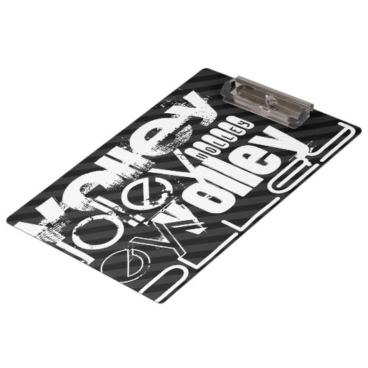 Volley、ブラック&ダークグレーのストライプ クリップボード (アングル)