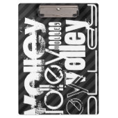 Volley、ブラック&ダークグレーのストライプ クリップボード (正面)