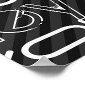 Volley、ブラック&ダークグレーのストライプ ポスター (角)