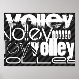 Volley、ブラック&ダークグレーのストライプ ポスター