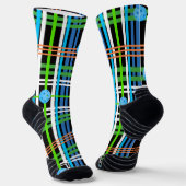 Volley or Rally Pickleball Plaid - Black and Blue ソックス (傾斜あり)