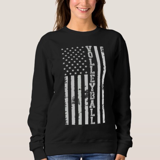 Volleyball American Flag Men Women Kids Merica USA スウェットシャツ (正面)