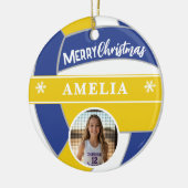 Volleyball Ball Custom Name Merry Christmas Photo セラミックオーナメント (左)