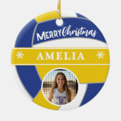 Volleyball Ball Custom Name Merry Christmas Photo セラミックオーナメント (裏面)