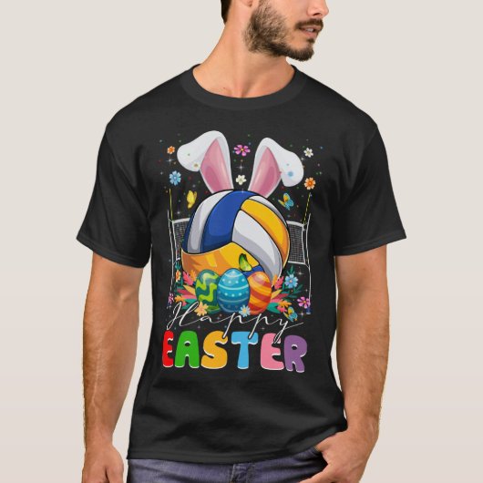 Volleyball Ball With Bunny Ears Easter Day Boys Ki Tシャツ (正面)
