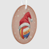 Volleyball Ball with Red Santa Hat Name Christmas オーナメント (正面)