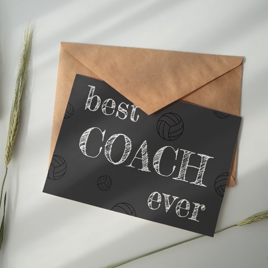 Volleyball Best Coach Ever Chalkboard サンキューカード