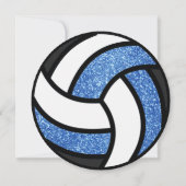 Volleyball Birthday Party Blue Glitter 招待状 (裏面)