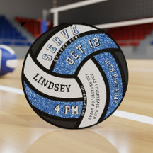 Volleyball Birthday Party Blue Glitter