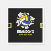 Volleyball Birthday Party | Blue & Yellow  スタンダードカクテルナプキン (正面)