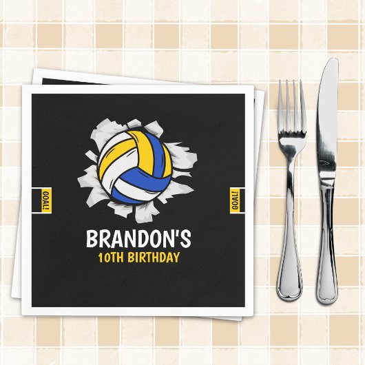 Volleyball Birthday Party | Blue & Yellow  スタンダードカクテルナプキン