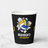 Volleyball Birthday Party | Blue & Yellow 紙コップ (裏面)