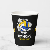 Volleyball Birthday Party | Blue & Yellow 紙コップ (正面)
