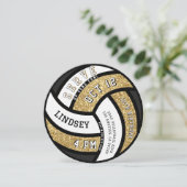 Volleyball Birthday Party Gold Glitter 招待状 (スタンド正面)