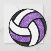 Volleyball Birthday Party Purple Glitter 招待状 (裏面)