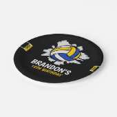 Volleyball Birthday Plates | Blue and Yellow Sport ペーパープレート (アングル)