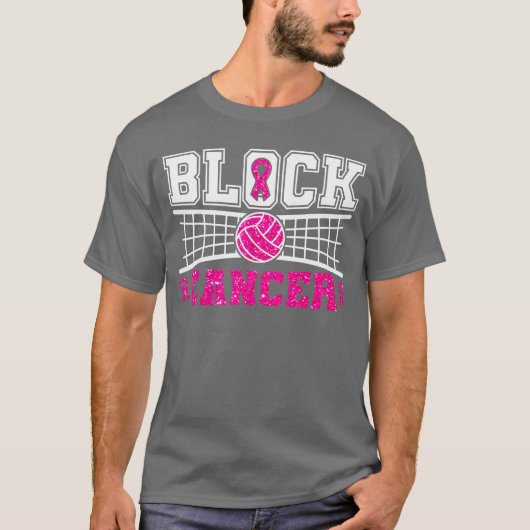 Volleyball Breast Cancer Awareness Block Out Cance Tシャツ (正面)