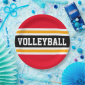 VOLLEYBALL Bright Red Black Orange Racing Stripes  ペーパープレート (パーティー)